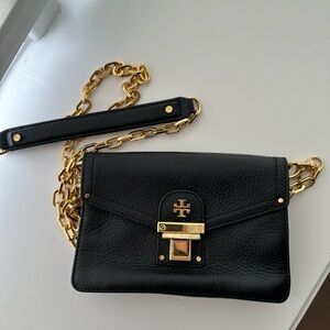 Tory Burch Black Crossbody Bag with Gold Chain